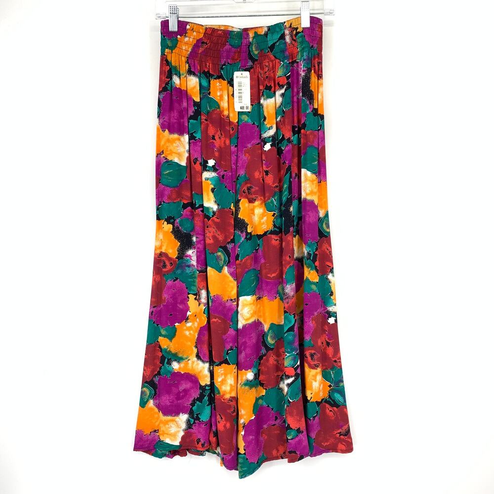 Vintage 90s Carole Little Crop Culottes Women 26" Abstract Print Elastic Waist